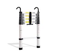 Échelle télescopique, Escalier de grenier pliable en aluminium, échelle portable extensible avec 2 crochets toit amovibles(4.2m)