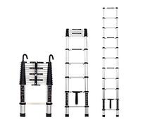 Échelle télescopique extensible avec recyclage en un clic et crochet amovible polyvalent pour usage domestique et professionnel léger et facile à ranger