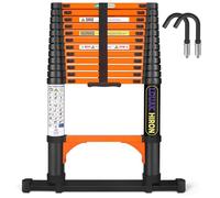 Echelle Telescopique Extensible de 3,8m Échelle Télescopique avec Barre Stabilisatrice et Crochets Amovibles Escabeau Telescopique Portable Convient aux réparations à Domicile Charge 150 KG