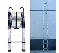 Échelle télescopique Extensible de 6,2 m avec 2 Crochets, 15 échelons en Aluminium de qualité supérieure, échelle Multifonction capacité de Charge de 150 kg, Argent