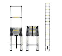 Échelle télescopique extensible en aluminium multifonction pour toit et grenier Capacité de 150 kg Idéal pour un usage domestique Design compact et léger