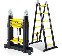 Échelle télescopique Fiqops, 1,9m +1,9m Échelle multi-usages, aluminium extensible, escabeau extensible antidérapant, échelle à barreaux stable escabeau pliant
