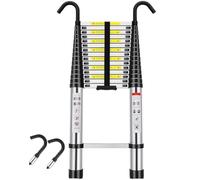 Échelle télescopique légère en aluminium de 6,2 m avec 2 crochets amovibles et pieds antidérapants, capacité de 150 kg