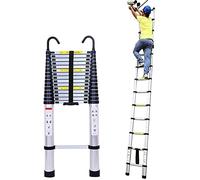 Échelle télescopique légère en aluminium de 8 m - Extensible jusqu'à 2,6 m - Design pliable pour usage domestique en extérieur et professionnel - Outil multifonction certifié de sécurité et de