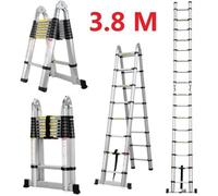 Echelle Télescopique MONITECH - 3.8m Aluminium - Portable Multifonctions EN131 Norme Bricolage