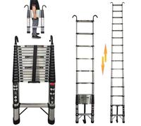 Échelle télescopique pliable, 5 m - Échelle télescopique pliante avec crochet amovible - Échelle multifonction - Échelle extensible antidérapante - Charge maximale : 150 kg - Échelle pour jardin et