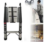 Échelle télescopique pliable en Acier inoxydable , 4,4 m avec 2 crochets, échelle coulissante polyvalente, 14,4FT