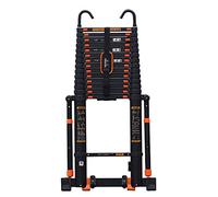 Échelle télescopique pliable en aluminium 3 m/4 m/5 m/6 m - Échelle extensible légère avec barres stabilisatrices crochets et roues - Idéal pour les escaliers de grenier et l'utilisation au bureau