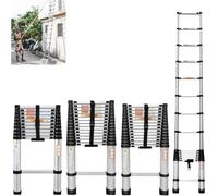 Échelle télescopique pliable en aluminium de 2,6 m, extensible, 8 échelons, antidérapante, multi-usage, pour la maison et l'extérieur, design compact, rangement facile