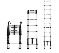 Échelle télescopique pliable en aluminium de 2 m avec crochet - Échelle droite portable pour projets d'ingénierie domestique et de bricolage