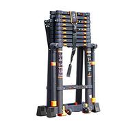 Échelle télescopique pliable en aluminium de 3,9 m - Échelle extensible légère antidérapante avec barre anti-roulis et roues supportant 150 kg, idéale pour la maison et l'extérieur