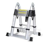 Échelle télescopique pliable en aluminium Jopassy 3,8 m - Échelle extensible - Antidérapante - Échelle multifonction en aluminium - Échelle télescopique - Charge maximale : 150 kg