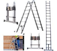Échelle télescopique pliable et extensible de 2,6 m - Capacité de 150 kg - Certifié EN131 - Multifonction - Pour la maison et le bureau - Utilisation intérieure et extérieure