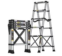 Échelle télescopique pliable portable avec pieds antidérapants - Multifonction - Cadre en aluminium - Échelle d'extension pour la maison et l'extérieur - Design léger et compact