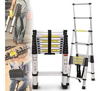 Échelle télescopique pliable robuste de 1,6 m, capacité de 150 kg, bouton de libération rapide, mécanisme de verrouillage à ressort léger pour plus de sécurité et de stabilité