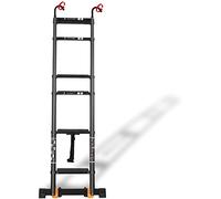 Échelle télescopique pliable robuste - Échelle extensible portable en aluminium de 5,5 m avec crochets amovibles et pieds antidérapants multi-usages pour la maison, le garage et le bureau