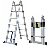 Échelle télescopique pliante de 3.8m/ 5m, cadre en A, alliage d'aluminium/acier inoxydable, antidérapante, Stable, capacité de charge de 150KG, EN131