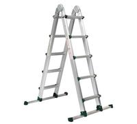 Échelle télescopique, pliante, multifonction, en aluminium, 5,1 m, 4 x 5 échelons