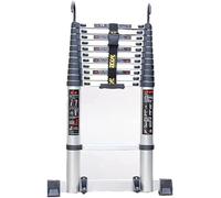 Échelle télescopique Polyvalente Échelle télescopique en Aluminium, capacité de Charge de 330 LB, stabilisateur et Pieds antidérapants, Crochet de 9 à 20 Pieds(10ft/3.1m)