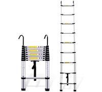 Échelle télescopique portable en aluminium avec crochet amovible, légère, extensible, multi-usage pour la maison, le grenier, le camping-car, l'intérieur et l'extérieur, capacité de 150 kg
