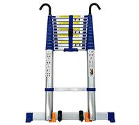 Échelle télescopique portable en aluminium, capacité de 150 kg, pliable avec crochets amovibles, légère pour camping-car, grenier et usage domestique - Idéal pour un rangement et un transport faciles
