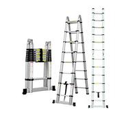 Échelle télescopique portable et robuste en acier inoxydable - Pliable - 5 m - Échelle télescopique - Échelle télescopique - 16 marches - Charge maximale : 150 kg