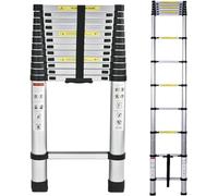 Échelle télescopique portable multifonction en aluminium de 4,4 m - Échelle pliable - Extension d'escalade stable - Charge maximale de 150 kg - Échelle à marches avec pieds en caoutchouc antidérapants