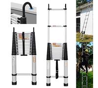 Échelle télescopique portable multifonction en aluminium de 6,2 m - Échelle d'escalade stable avec 2 crochets amovibles et pieds en caoutchouc antidérapants