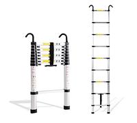Échelle télescopique portable robuste 1,5 m 6. Aluminium pliable multi-usage avec crochet amovible, idéale pour les projets de bricolage à la maison et une utilisation professionnelle