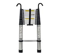 Échelle télescopique robuste 2,6 m 3,8 m 5 m 6,2 m en aluminium pliable avec crochets de tente de toit, idéale pour la maison, le grenier, le camping-car, utilisation en extérieur, design compact et