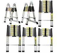 Échelle télescopique robuste de 4,4 m - En aluminium - Échelle télescopique pliable - Norme de sécurité polyvalente EN131 - Capacité : 150 kg