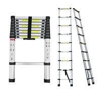 Échelle télescopique robuste en aluminium 8 m, 7 m, 6,2 m, 5 m, 4,2 m, 3,8 m, 2,6 m, parfaite pour un accès au toit extérieur, utilisation au grenier, capacité de charge de 150 kg, design compact et