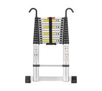 Echelle télescopique TEENO 3,8 m Aluminium, échelle télescopique pliable avec barre de stabilisation et crochets amovibles, marchepieds escamotables, Bela