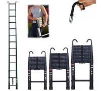 Échelle télescopique télescopique en Aluminium avec Crochet - Pliable - Échelle Multi-usages - Échelle Extensible à 13 Niveaux - Échelle Pliante antidérapante - Charge maximale : 150kg - Noir