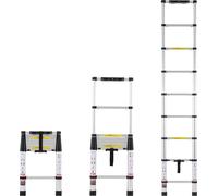 VEVOR Échelle Télescopique Aluminium, 2,6 m, Escabeau Extensible Capacité 170 kg, avec Pieds Antidérapants, Échelle Compacte Portable Pliable Rétraction à Un Bouton, pour Réparation Maison Camping-car