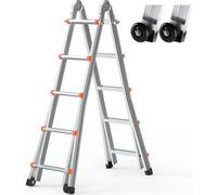 Echelle télescopique VEVOR avec cadre A, échelle télescopique compacte en aluminium de 5,1 m de long, échelle de camping-car multifonctionnelle, portable et pliable, capacité de charge 150 kg