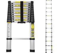 Échelle télescopique VINGO 3,8M, Échelle aluminium antidérapante, Échelle pliante extensible Escabeau, Échelle extensible multi-usages, Charge maximale 150 kg