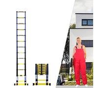 Echelle télescopique Woerther de qualité supérieur - Gamme Grafitek - avec Barre stabilisatrice - Garantie 5 Ans (3m80)