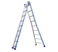 Échelle transformable 2 plans 9+9 échelons Haut. d'accès maxi 5,50m - Tubesca - PLATINIUM - Aluminium - 150 kg