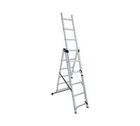 Echelle transformable 3 plans 3x6 échelons 3,4m/4,3m en aluminium Hailo HobbyStep G