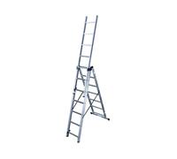 Echelle transformable 3 plans 3x7 échelons 4,2m/5,1m en aluminium Hailo Hobby