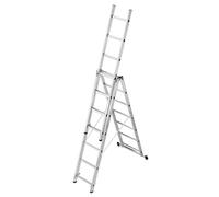 Echelle transformable 3 plans en aluminium HAILO HobbyStep - 3x7 échelons sertis monoblocs solides et robustes