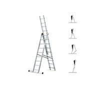 Echelle transformable 3 plans StablePro 3x9 marches aluminium extensible coulissante, 6 po