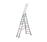 Echelle transformable base évasée 3 plans 3x10 échelons 6m/6,8m en alu Hailo Premium