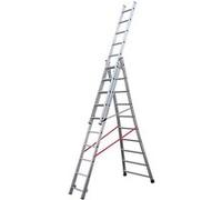 Echelle Transformable Base évasée 3 Plans 3x10 échelons 6m/6,8m en alu Hailo Premium