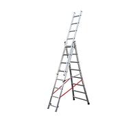 Hailo Échelle transformable Premium – Base évasée 3 plans 3x8 échelons 4,8/5,7 m alu