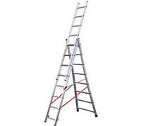Echelle transformable base évasée 3 plans 3x8 échelons 4,8m/5,7m en alu Premium