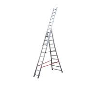 Echelle transformable base évasée 3 plans 3x11 échelons 7m30 en alu Hailo Premium