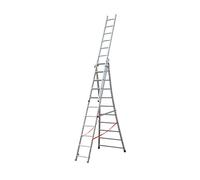 Echelle transformable pro 3 plans 3x10 échelons 6m/6,8m en aluminium Hailo Pro