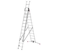Echelle transformable pro 3 plans 3x12 échelons 8 3m/9m en aluminium Hailo ProfiLot